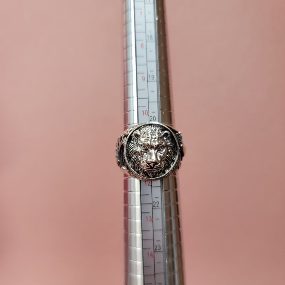 Sterling Silver Lion Ring Mens, size 11